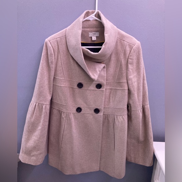 LOFT Jackets & Blazers - Ann Taylor Loft Beige Crowl Neck Winter Jacket with Buttons